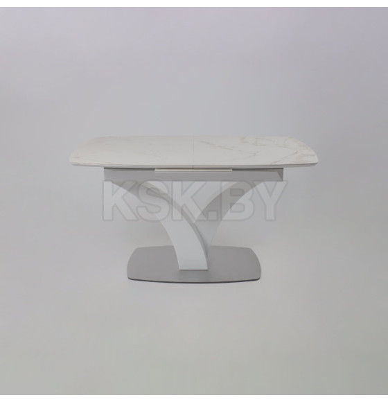 Стол НОТР ДАМ MODERNE, керамика 2 кат. 1400(1800)*850, Камень белый Calacata vagli/Белый Муар (117056) 