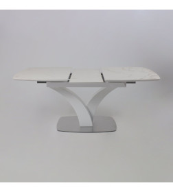 Стол НОТР ДАМ MODERNE, керамика 2 кат. 1400(1800)*850, Камень белый Calacata vagli/Белый Муар
