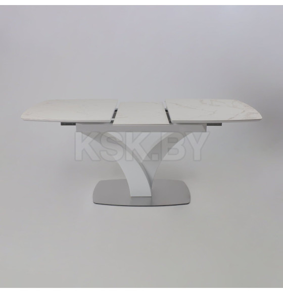 Стол НОТР ДАМ MODERNE, керамика 2 кат. 1400(1800)*850, Камень белый Calacata vagli/Белый Муар (117056) 