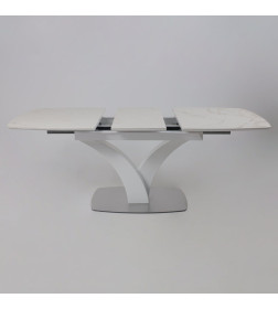 Стол НОТР ДАМ MODERNE, керамика 2 кат. 1400(1800)*850, Камень белый Calacata vagli/Белый Муар