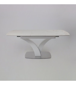 Стол НОТР ДАМ MODERNE, керамика 2 кат. 1400(1800)*850, Камень белый Calacata vagli/Белый Муар