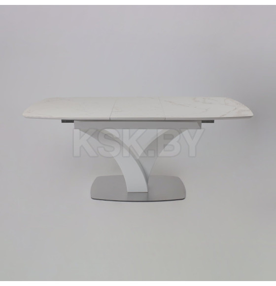 Стол НОТР ДАМ MODERNE, керамика 2 кат. 1400(1800)*850, Камень белый Calacata vagli/Белый Муар (117056) 