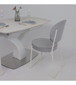 Стол НОТР ДАМ MODERNE, керамика 2 кат. 1400(1800)*850, Камень белый Calacata vagli/Белый Муар