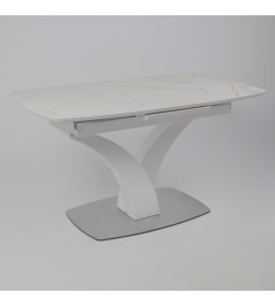 Стол НОТР ДАМ MODERNE, керамика 2 кат. 1400(1800)*850, Камень белый Calacata vagli/Белый Муар