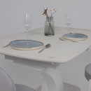 Стол НОТР ДАМ MODERNE, керамика 2 кат. 1400(1800)*850, Камень белый Calacata vagli/Белый Муар (117056) 