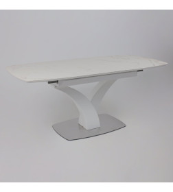 Стол НОТР ДАМ MODERNE, керамика 2 кат. 1400(1800)*850, Камень белый Calacata vagli/Белый Муар