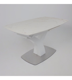 Стол НОТР ДАМ MODERNE, керамика 2 кат. 1400(1800)*850, Камень белый Calacata vagli/Белый Муар
