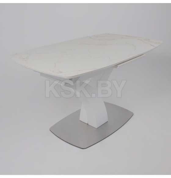 Стол НОТР ДАМ MODERNE, керамика 2 кат. 1400(1800)*850, Камень белый Calacata vagli/Белый Муар (117056) 