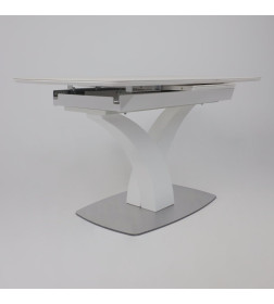Стол НОТР ДАМ MODERNE, керамика 2 кат. 1400(1800)*850, Камень белый Calacata vagli/Белый Муар