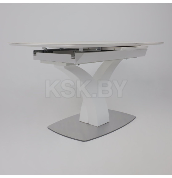 Стол НОТР ДАМ MODERNE, керамика 2 кат. 1400(1800)*850, Камень белый Calacata vagli/Белый Муар (117056) 