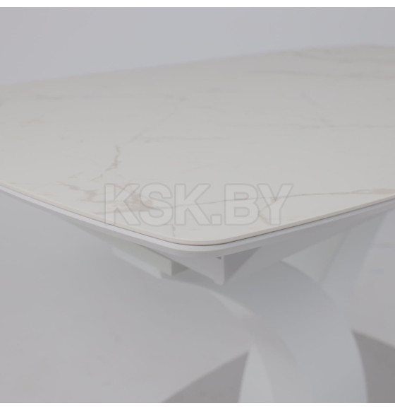 Стол НОТР ДАМ MODERNE, керамика 2 кат. 1400(1800)*850, Камень белый Calacata vagli/Белый Муар (117056) 