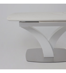 Стол НОТР ДАМ MODERNE, керамика 2 кат. 1400(1800)*850, Камень белый Calacata vagli/Белый Муар