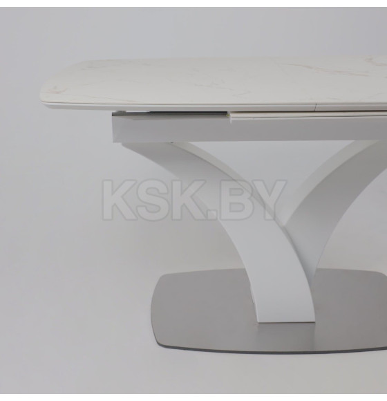 Стол НОТР ДАМ MODERNE, керамика 2 кат. 1400(1800)*850, Камень белый Calacata vagli/Белый Муар (117056) 