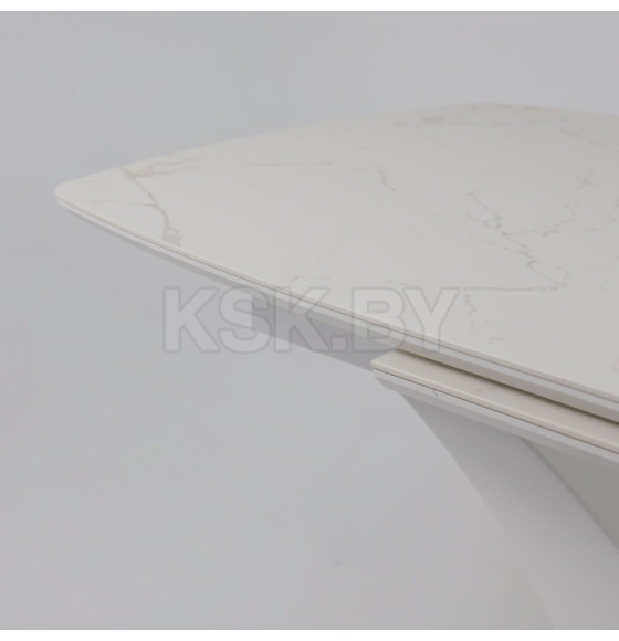 Стол НОТР ДАМ MODERNE, керамика 2 кат. 1400(1800)*850, Камень белый Calacata vagli/Белый Муар (117056) 