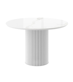 Стол ASKAR ROUND-116, нераздвижной круглый 116, PATAGONOA BIANCO GLOSS PREMIUM CER/Белый