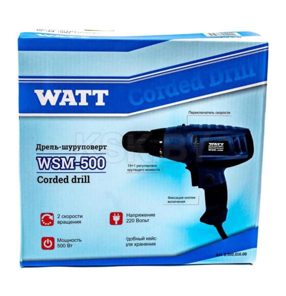 Дрель-шуруповерт сетевая WATT WSM-500 (2.500.010.00)