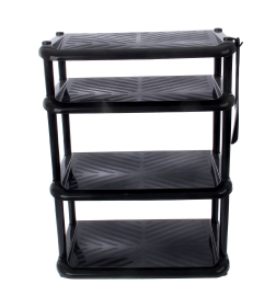 Этажерка для обуви "КОМФОРТ" 4 полки с рожком, черная Полимербыт 4340500
