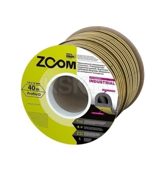 Уплотнитель гаражный "D" 14х12 мм белый сдвоенный профиль (2х20 м) ZOOM INDUSTRIAL 02-2-4-211 (02-2-4-211) 