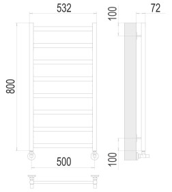 Полотенцесушитель Terminus Аврора П8 500х800 сатин