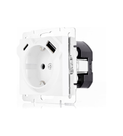 Розетка 1-я с з/к TC+USB разъём белая Lezard VESNA 742-0288-181TC