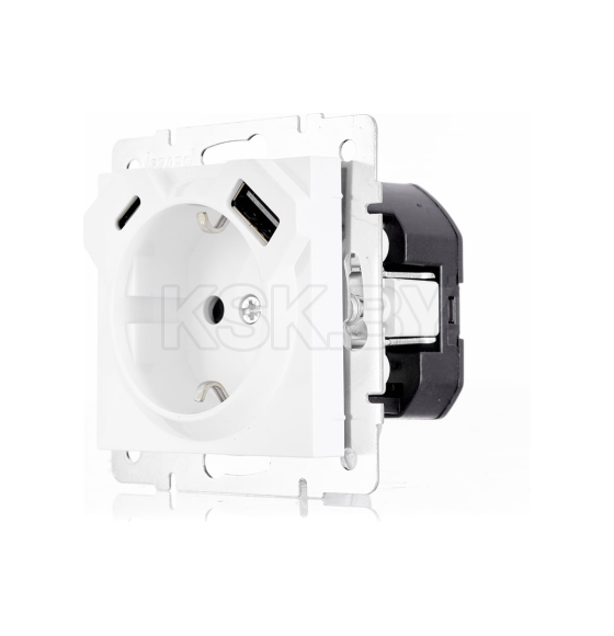 Розетка 1-я с з/к TC+USB разъём белая Lezard VESNA 742-0288-181TC (742-0288-181TC) 