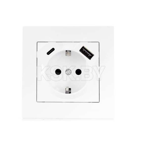 Розетка 1-я с з/к TC+USB разъём белая Lezard VESNA 742-0288-181TC (742-0288-181TC) 
