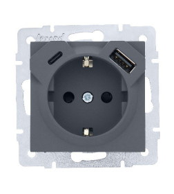 Розетка 1-я с з/к TC+USB разъём графит Lezard VESNA 742-3488-181TC