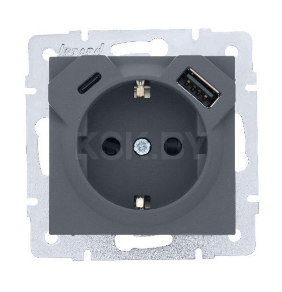 Розетка 1-я с з/к TC+USB разъём графит Lezard VESNA 742-3488-181TC (742-3488-181TC)