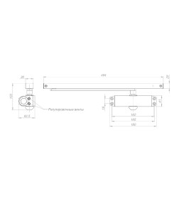 Доводчик дверной Ajax DCTR 40-100 slide BL черный