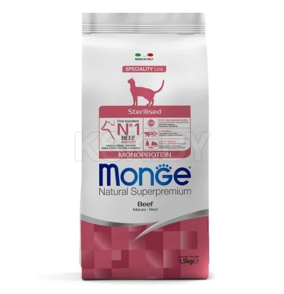 Сухой корм Monge Cat Speciality Line Monoprotein Sterilised для стерилизованных кошек, из говядины 1,5 кг (70005524) 