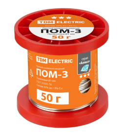 Припой ПОМ-3, проволока Ø1 мм, 50 г, катушка "Алмаз" TDM SQ1025-1813