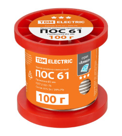 Припой ПОС 61, проволока Ø2 мм, 100 г, катушка, "Алмаз" TDM SQ1025-1807