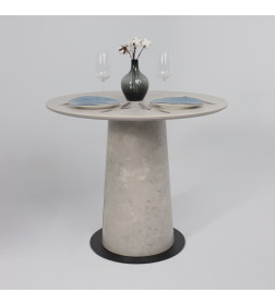 Стол AV 2317, МДФ+керамика, нераздвижной 900 серый, матовый CARMEN LIDHT GREY/черный+HPL Бетао