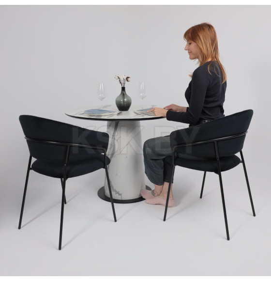 Стол AV 1317, HPL+МДФ, нераздвижной 1000 Мрамор белый/черный (119698) 