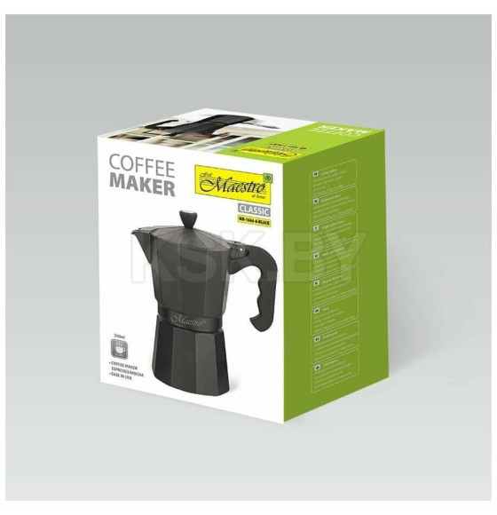 Гейзерная кофеварка 300 мл алюминий MR-1666-6-Black Espresso Moka Maestro (MR-1666-6-Black) 