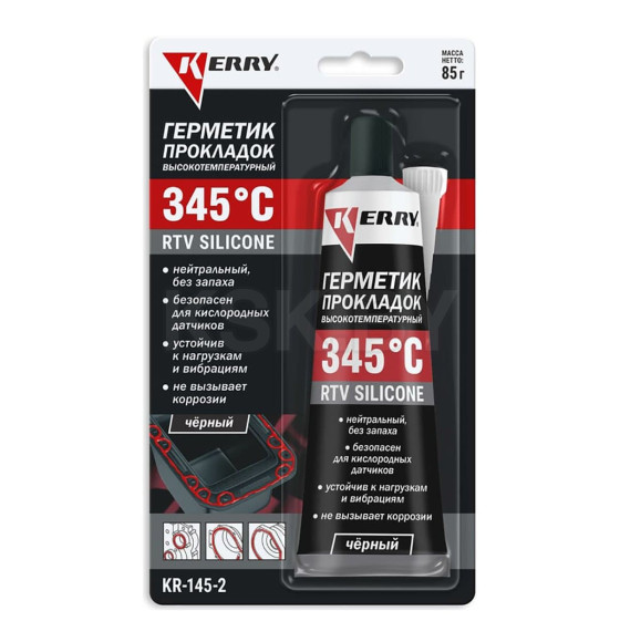 Герметик прокладок высокотемпературный нейтральный чёрный RTV SILICONE ,85 г (KR-145-2) 