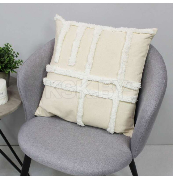 Наволочка декоративная MATEX TUFTED  Размер: 45х45 Цвет: белый;молочный;бежевый меланж Артикул: ALEX-017 (ALEX-017) 