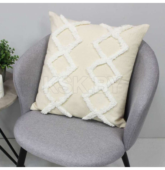 Наволочка декоративная MATEX TUFTED  Размер: 45х45 Цвет: белый;молочный;слоновая кость Артикул: ALEX-018 (ALEX-018) 