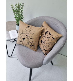 Подушка декоративная "Котики" 35x35 см (кофейный, черный, розовый) MATEX MEOW 62-714