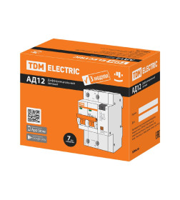 Дифференциальный автомат АД12 2P, C20, 30мА, 4,5кА, тип АС, 3 модуля TDM SQ0204-0108