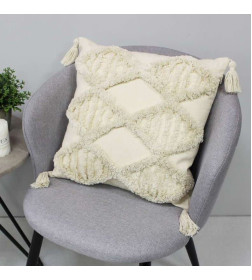 Наволочка декоративная MATEX TUFTED  Размер: 45х45 Цвет: молочный;ванильно-бежевый Артикул: ALEX-014