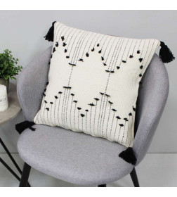 Наволочка декоративная MATEX TUFTED  Размер: 45х45 Цвет: молочный;черный Артикул: ALEX-019