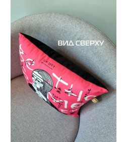 Подушка декоративная "Девушка с горностаем" 33x33 см (розовый, черный, белый) MATEX ART 63-483