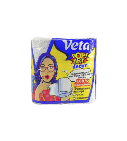 Бумага туалетная VETA Pop Art Decor с рис. белая (2слоя) 4рул., на втулке, 100% целлюлоза