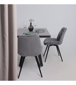 Стол AV 2122, МДФ+керамика, раздвижной 1400 (1800)*850 серый, матовый  LARKA GREY/черный