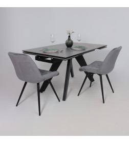 Стол AV 2122, МДФ+керамика, раздвижной 1400 (1800)*850 серый, матовый  LARKA GREY/черный