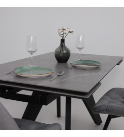 Стол AV 2122, МДФ+керамика, раздвижной 1400 (1800)*850 серый, матовый  LARKA GREY/черный