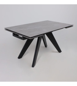 Стол AV 2122, МДФ+керамика, раздвижной 1400 (1800)*850 серый, матовый  LARKA GREY/черный