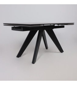 Стол AV 2122, МДФ+керамика, раздвижной 1400 (1800)*850 серый, матовый  LARKA GREY/черный