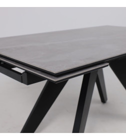 Стол AV 2122, МДФ+керамика, раздвижной 1400 (1800)*850 серый, матовый  LARKA GREY/черный